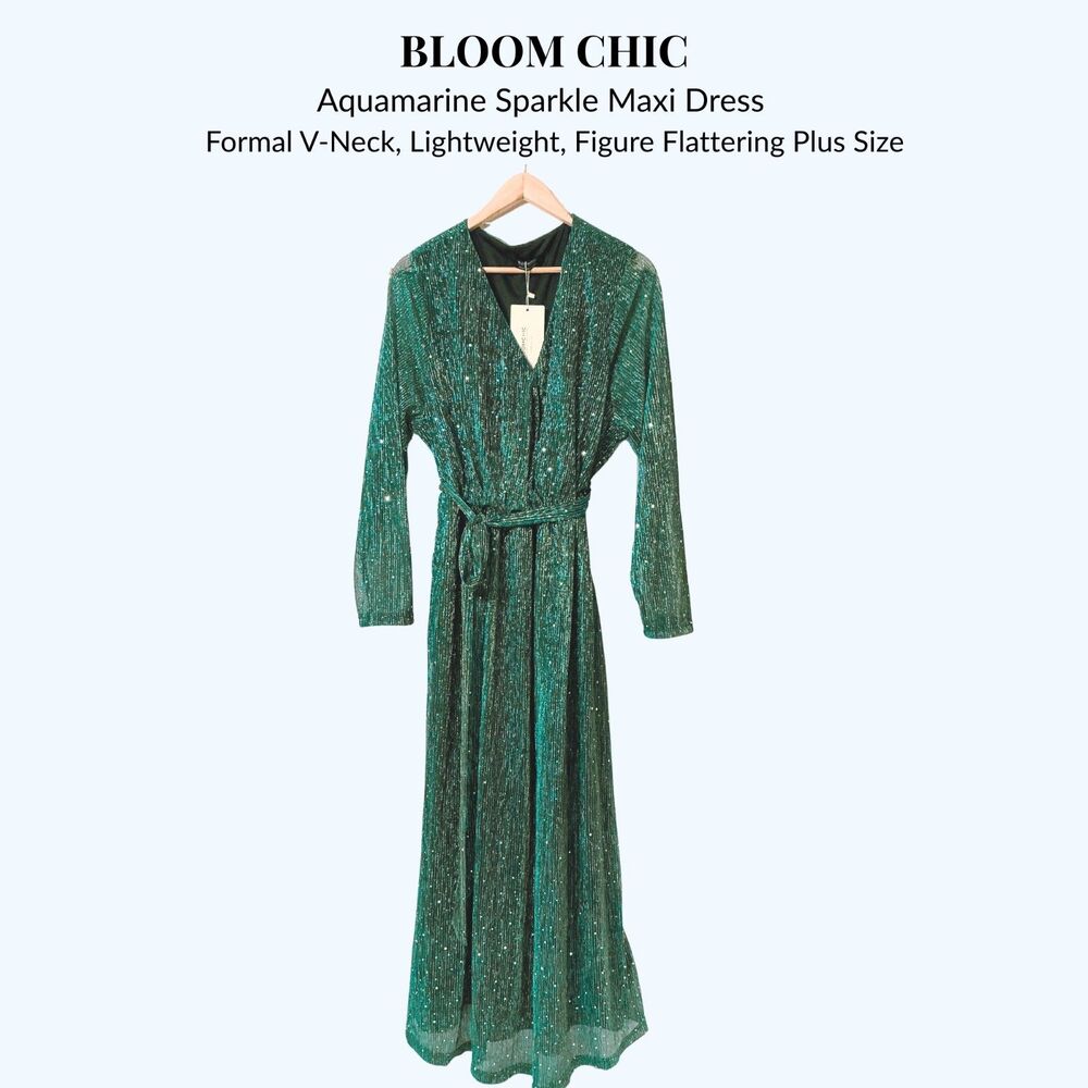 Bloom Chic Green Sparkle Maxi Dress (NWT, Size US 22-24 / Plus)